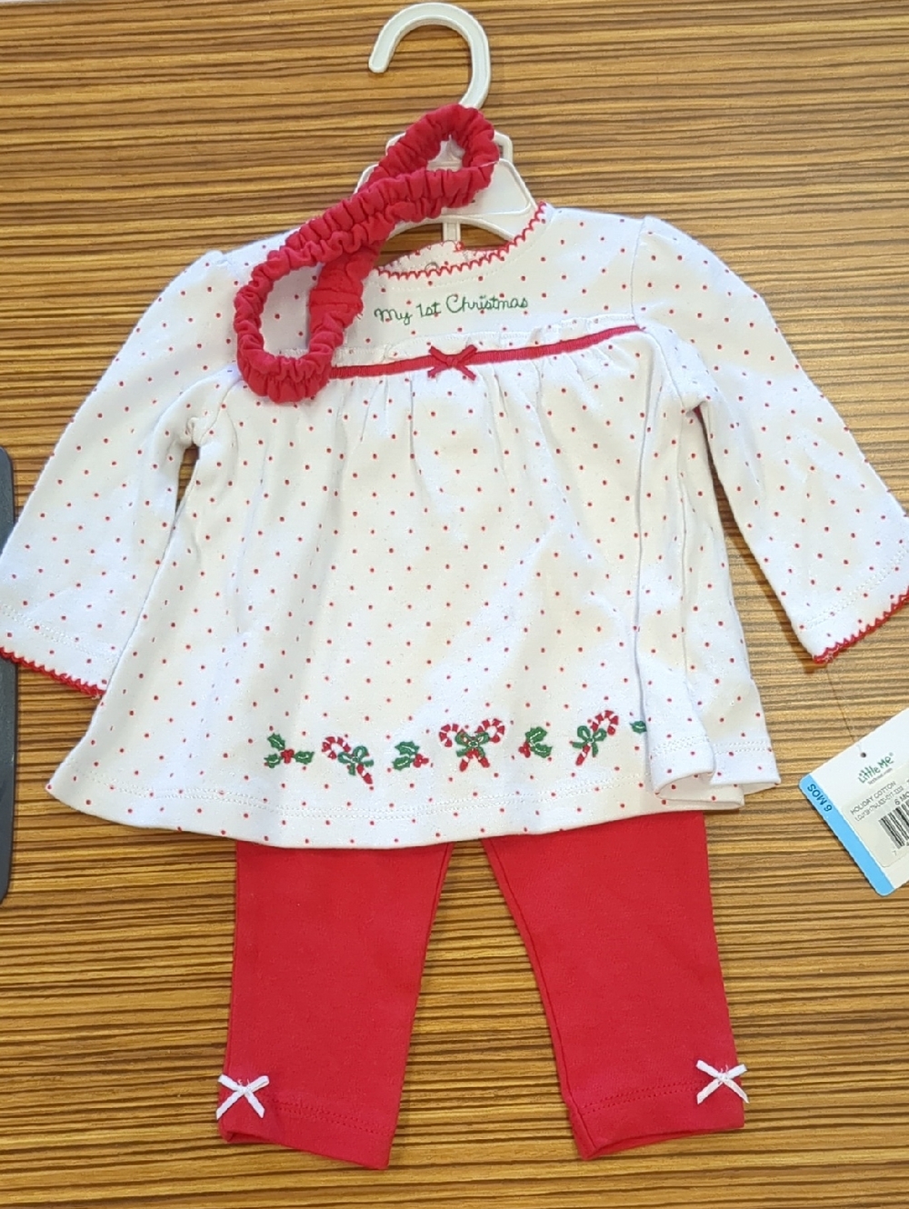 Little Me Red Holiday Cotton Baby Set